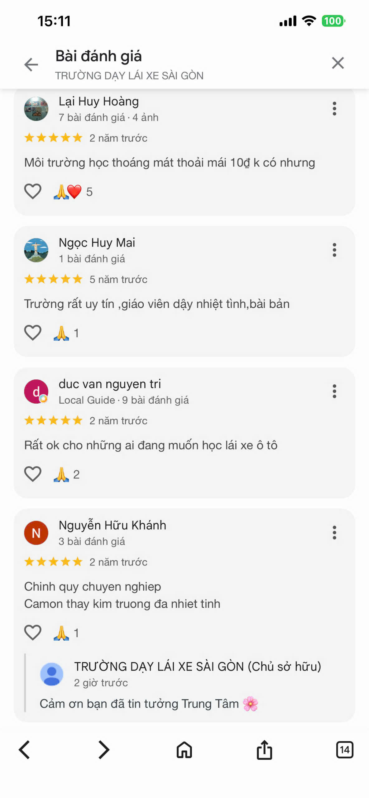 Đánh giá học viên trên Google 12
