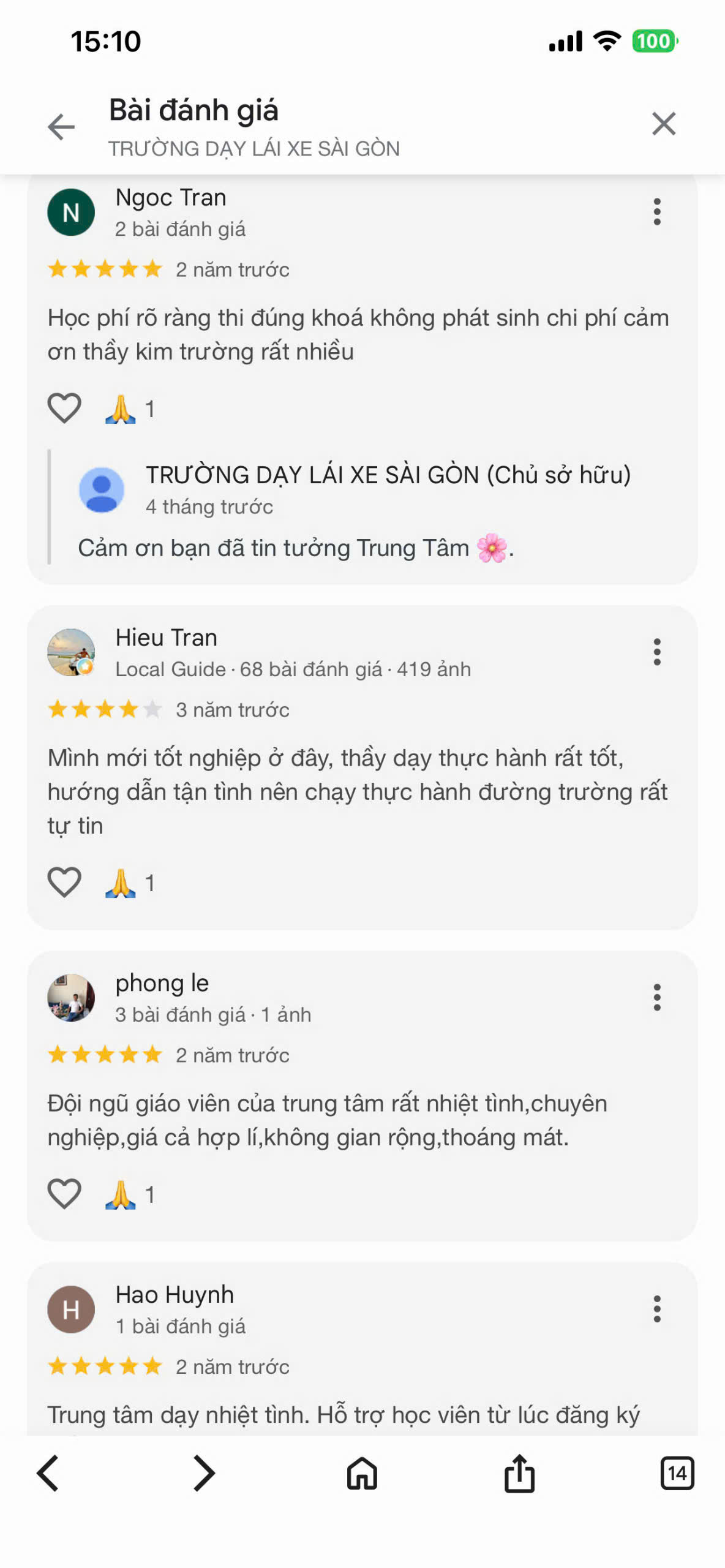 Đánh giá học viên trên Google 6