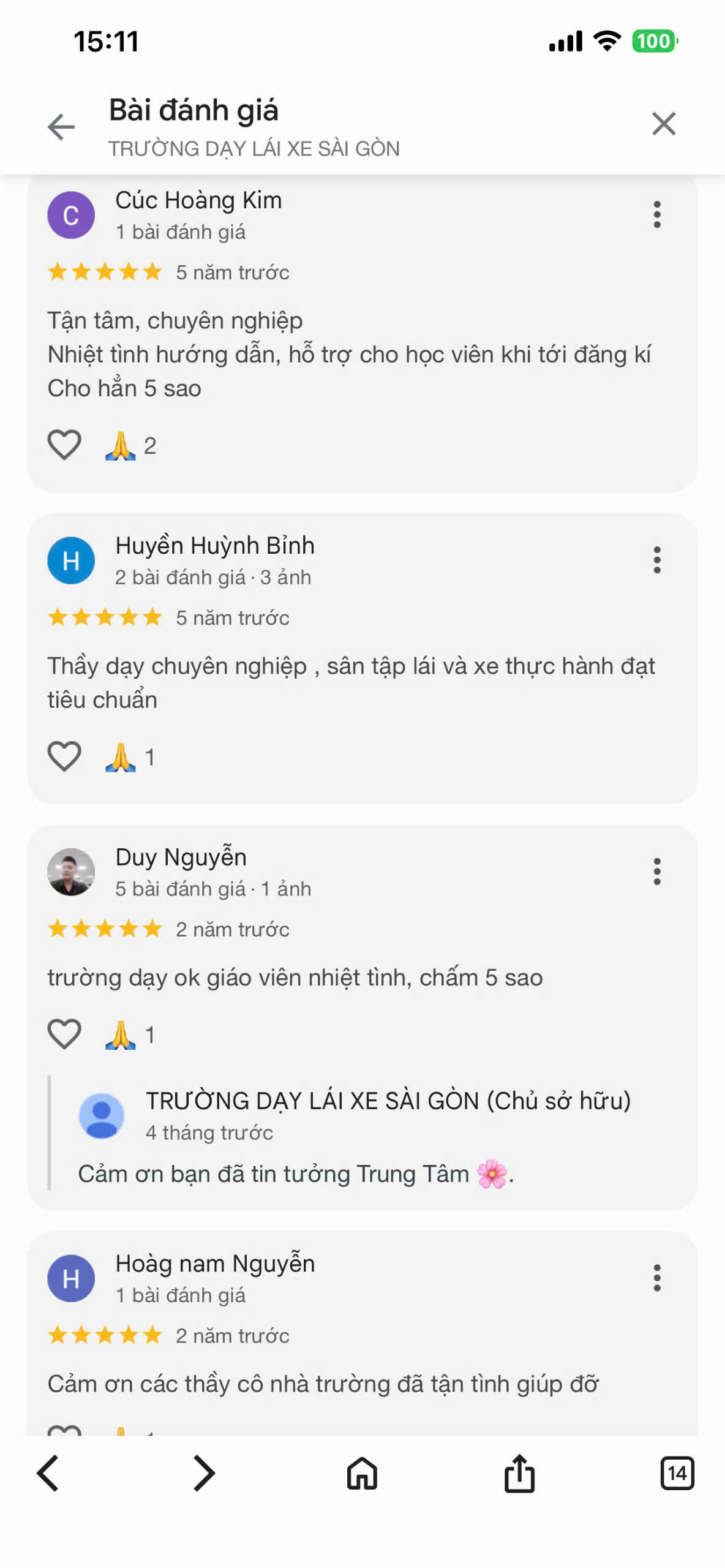 Đánh giá học viên trên Google 8