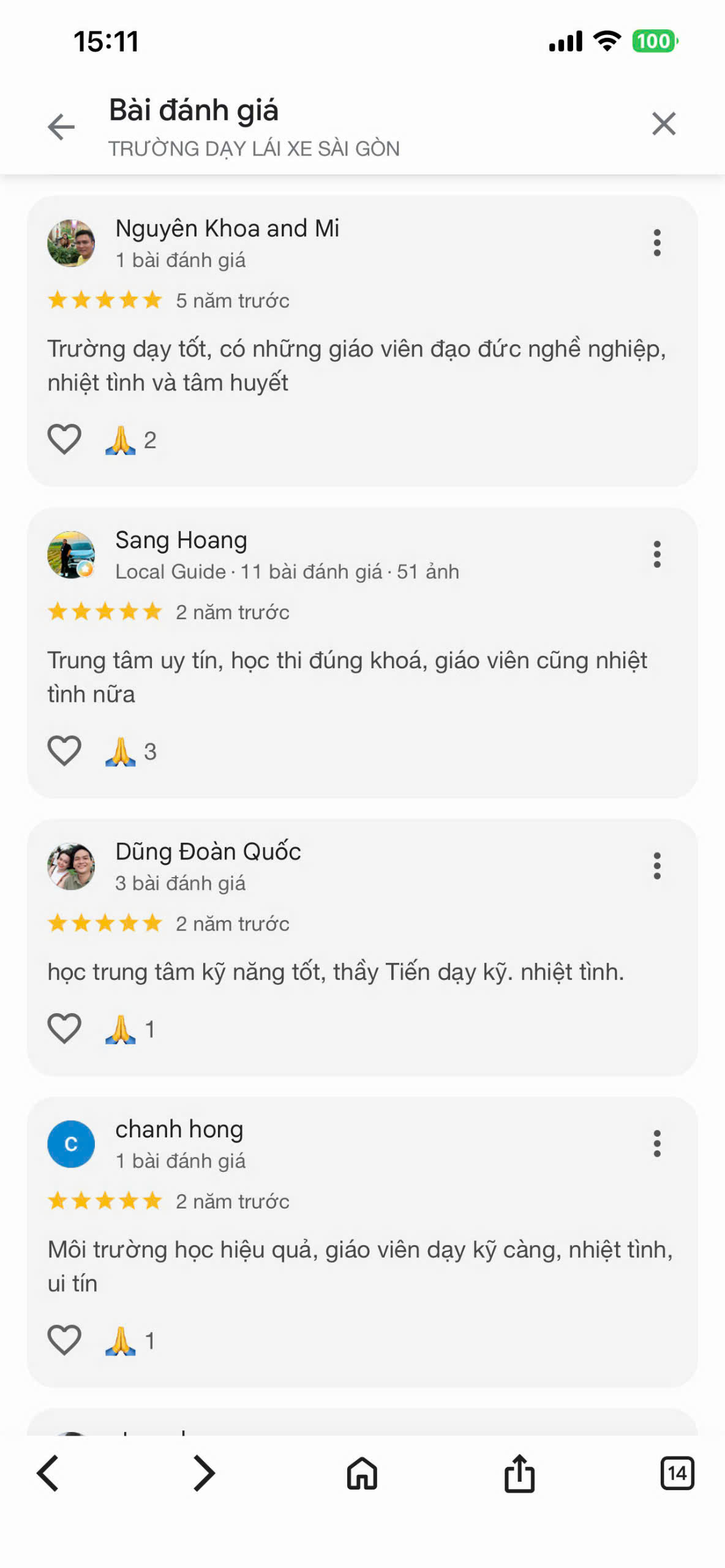 Đánh giá học viên trên Google 9